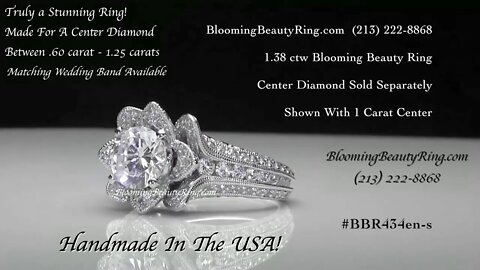 BBR 434en-S 1.37 ctw. Small Hand Engraved Blooming Beauty Engagement Ring