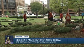 Christmas arrives early in Milwaukee, trees delivered to Cathedral Square Park
