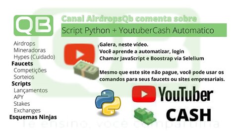 YoutuberCash - Ganhe dinheiro assistindo videos ou fazendo seu computador assistir com Python