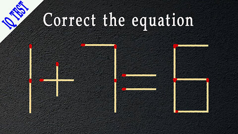 Move 1 matchstick to make the equation correct, Matchstick puzzle✔ #matches #mindtest #matchstick