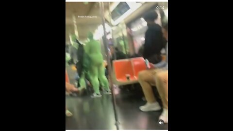 BLM - Gang Of Women in Green Bodysuits Terrorize NYC Subway