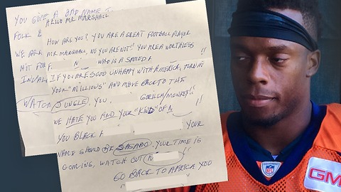 Broncos player posts racist letter he received
