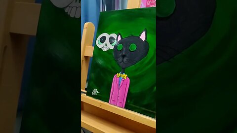 Here's A Painting Of A Cat That I Did #fineart #catart #catpainting #acrylicpainting #spookyart #art