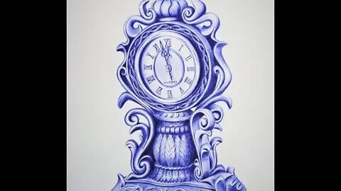 Ballpoint Drawing Tips: Podcast of a Baroque Mantle Clock