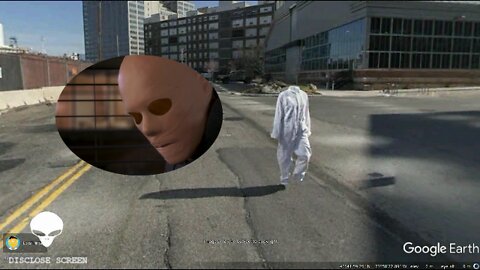 A Hollow Man/invisible man in hazmat suit found on google earth in Brooklyn Navy yard.
