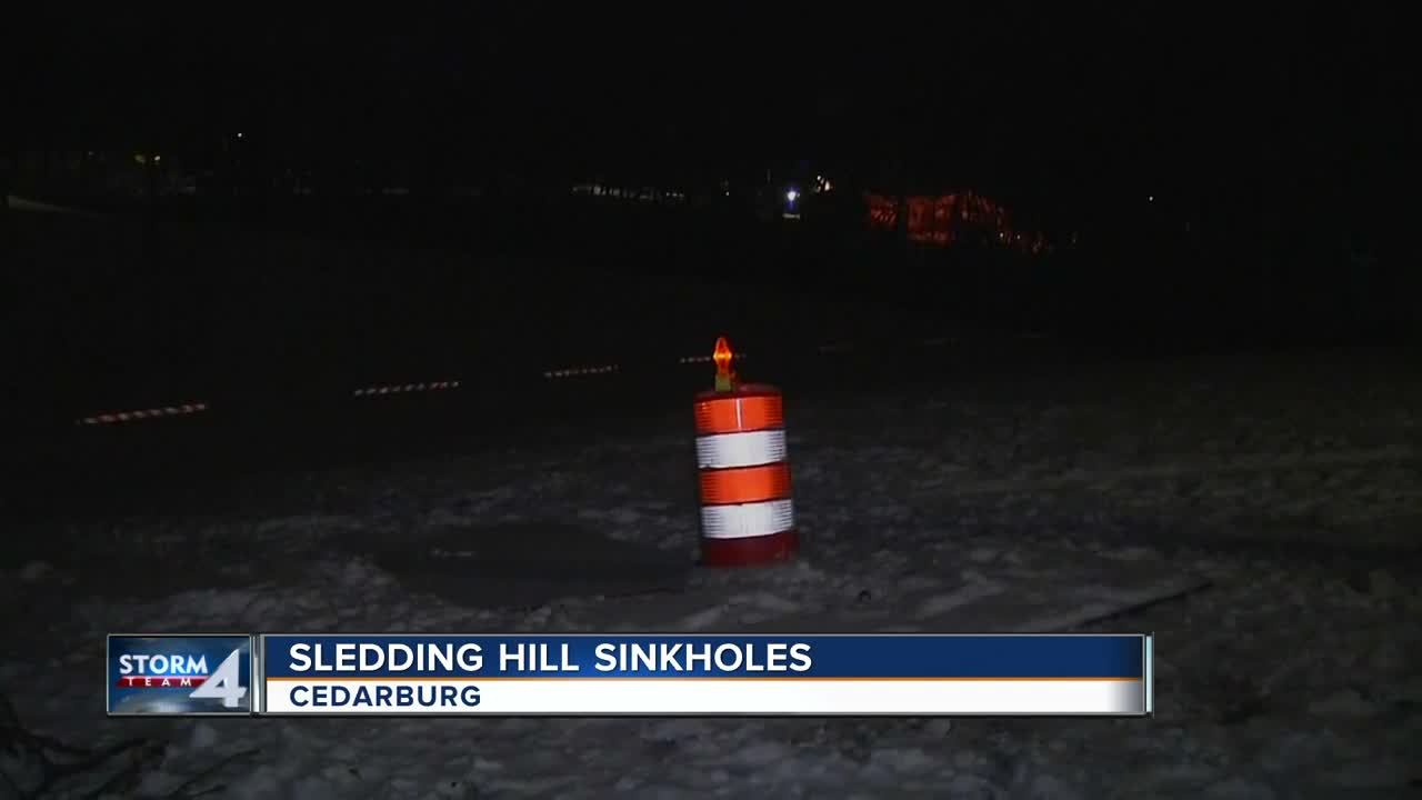 'The area is unsafe': Sinkholes discovered at Cedarburg sledding hill