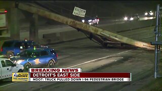 MDOT: Truck pulled down I-94 pedestrian bridge
