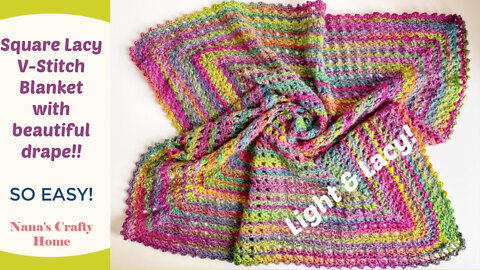 Beautiful Lacy Modern V-stitch Crochet Blanket Tutorial