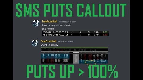 $MS MORGAN STANLEY DISCORD CALLOUT UP 118 TO 151% TODAY WILD 2 DAYS, TERRIBLE FOR INVESTING