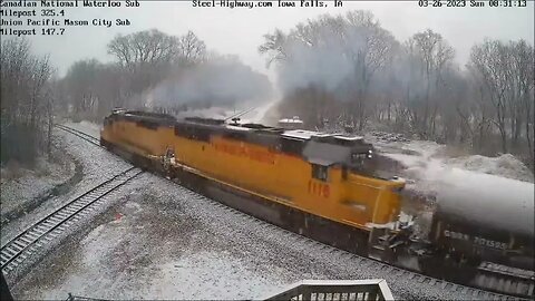 Snowy Sunday with NB Job 16 Local at Iowa Falls, IA on March 26, 2023
