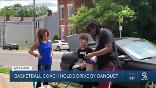 Basketball coach holds drive-by banquet