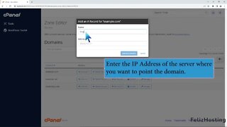 How to add A Record in cPanel using DNS Zone Editor with FelizHosting