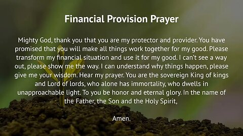 Financial Provision Prayer (Prayer for Financial Miracle)