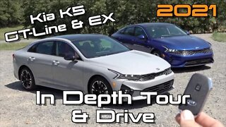 2021 Kia K5 (GT-Line & EX): Start Up, Test Drive & In Depth Tour