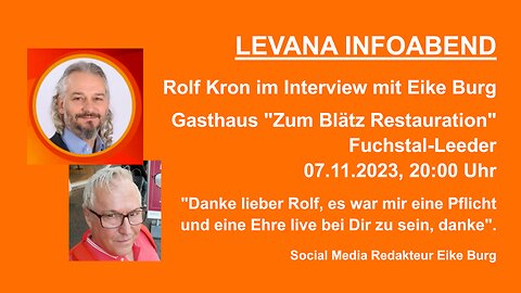 LEVANA INFOABEND 07.11.2023 Rolf Kron im Live-Interview mit Eike Burg