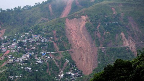 the landslide destroyed several houses.