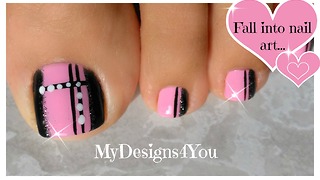 Quick Toenail Design | Pink and Black Pedicure