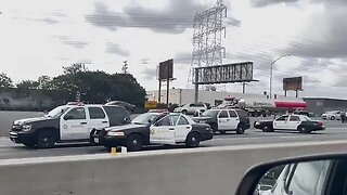 Pursuit ends in a crash in East LA.