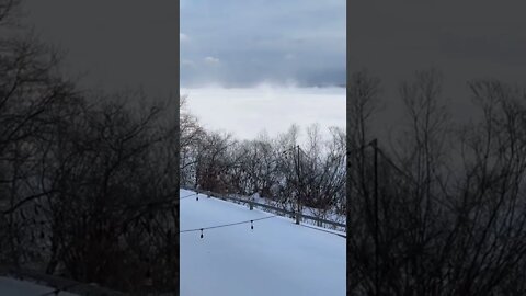 Blowing snow on Lake Superior. #bayfieldwi