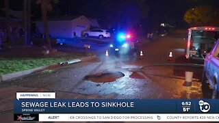 Sewage leak leads to sinkhole