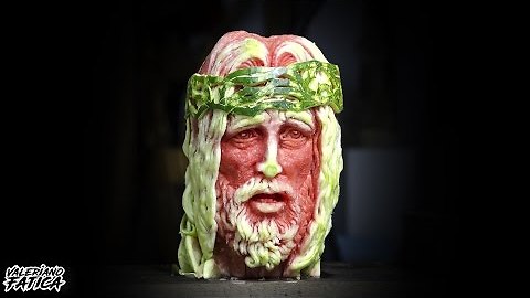 Watermelon Carving Portrait Captures Face Of Jesus