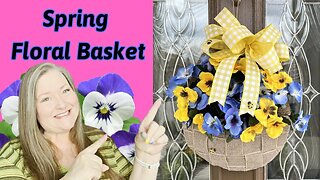 Hanging Spring Floral Basket ~ Spring Floral Wreath ~ Dollar Tree Spring Wreath DIY ~ Egg Wreath
