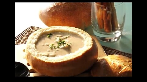 Cream of mushroom soup with bread bowl recipe