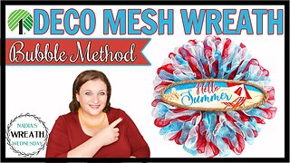 HOW TO MAKE DECO MESH BUBBLE POOF SUMMER WREATH | NO FRAY EASY DECO MESH ZERO FRAYING DOLLAR TREE