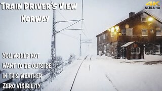 TRAIN DRIVER'S VIEW PREMIERE: Bad weather and winter Side Views in Flåm