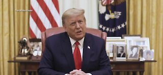 Trump releases prerecorded video condemning violence