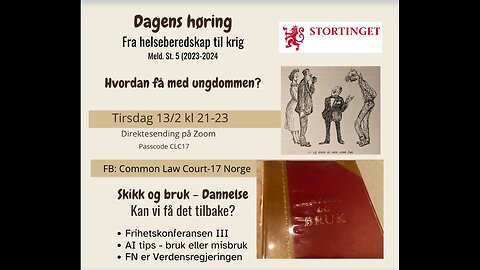 130224: Høring om «En motstandsdyktig helseberedskap - fra pandemi til krig i Europa».