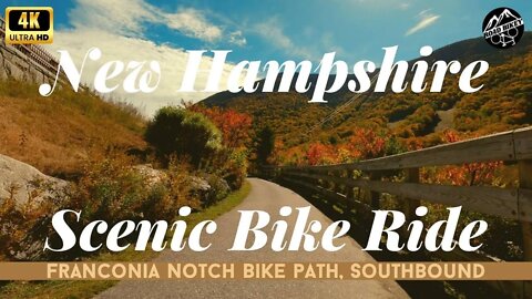 New Hampshire Fall Foliage 2022 Cycling Tour Franconia Notch Bike Path, Autumn in New England 4k