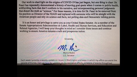 Senator Marco Rubio Wants To Remove Dr Fauci From NIAID