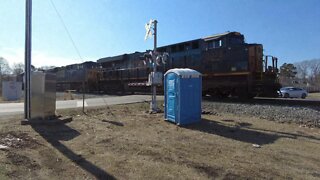 Mixed CSX Freight Train Going West Through Alexis NC Past A Port A Potty 2-11-22