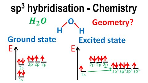 sp3 hybridisation, bent, H2O - Chemistry