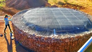 Building The Most UNIQUE Ferrocement Rainwater Harvesting Gutter System On Our Earthbag Cistern