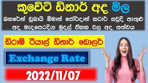 Exchange Rate Sri Lanka 2022/11/07 | Quatar exchange rate | Remittance | bec | currency rate