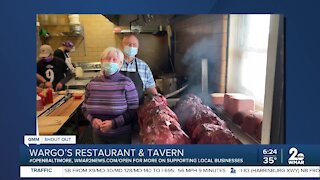 Wargo's Restaurant and Tavern in Forest Hill says "We're Open Baltimore!"