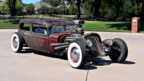 1934 Rat Rod Oldsmobile Jaguar 6.0L V12 Old School Chopped Channeled Custom Garage Build Top Gear