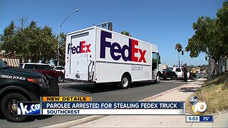 Parolee arrested for stealing FedEx truck