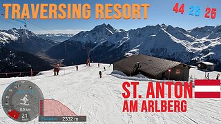 [4K] Skiing St. Anton am Arlberg, Traversing Top to Bottom From Kapall Pistes 44 26 25, GoPro HERO11