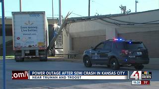 Semi crashes into utility pole in KCMO