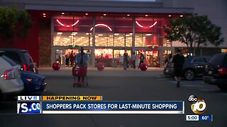 San Diegans hit stores on Christmas Eve for last-minute shopping.