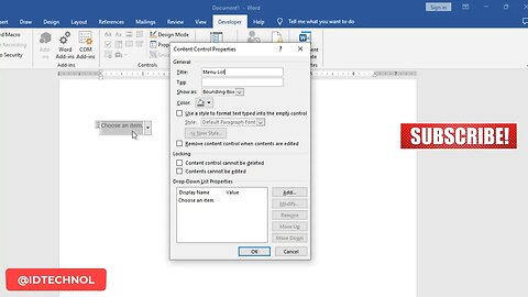 How To Create Drop Down Menu List In Microsoft Word