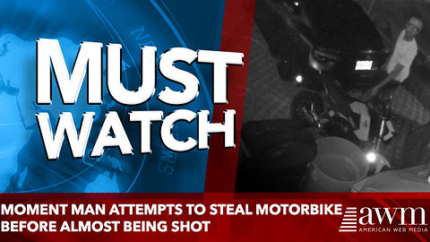 Moment man attempts to steal motorbike before almost being shot
