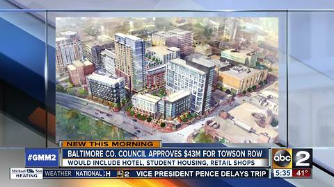 Baltimore County Council approves $43 million in funding for Towson Row