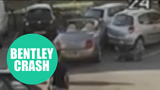 Drunk driver captured on CCTV smashing his convertible Bentley