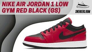 Nike Air Jordan 1 Low Gym Red Black Pebbled (GS) - 553560-605 - @SneakersADM