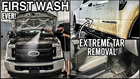 Deep Cleaning a DESTROYED Ford Truck | Extreme TAR Removal | Satisfying Car Detailing Transformation