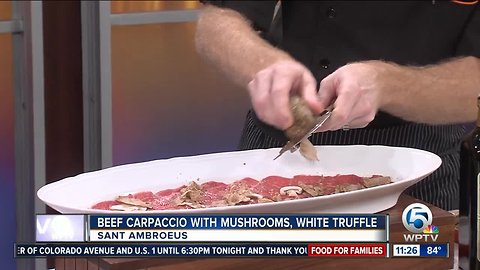 Recipe for beef carpaccio with mushrooms, white truffle